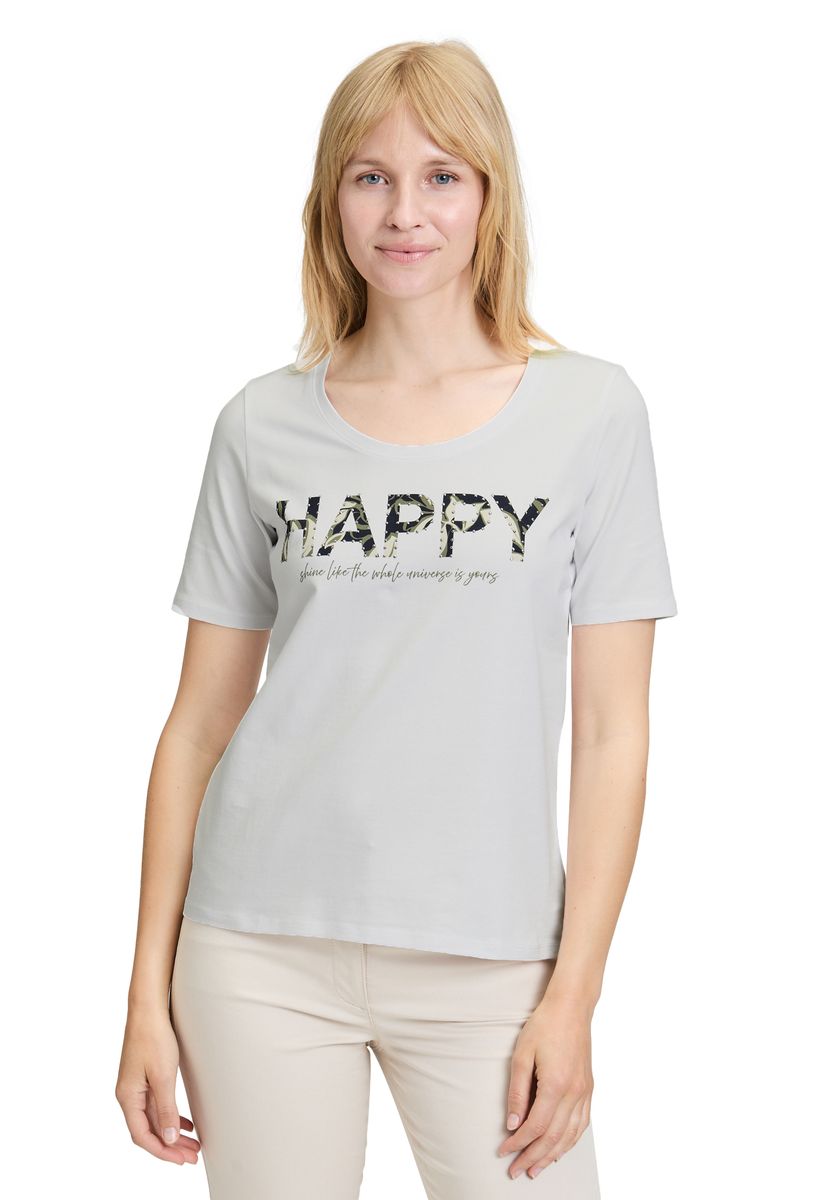 T-Shirt mit funkelndem Happy-Print