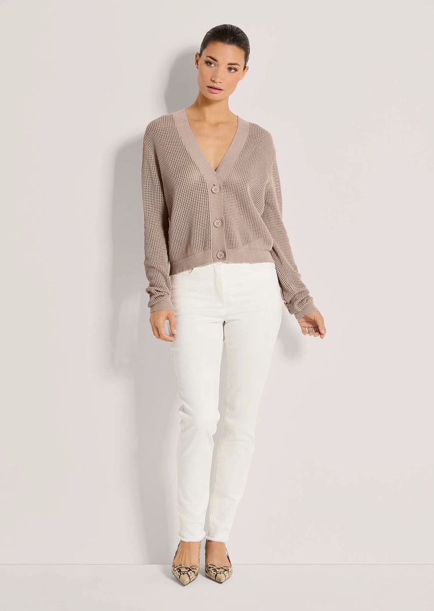 Kurze Ajour-Strickjacke