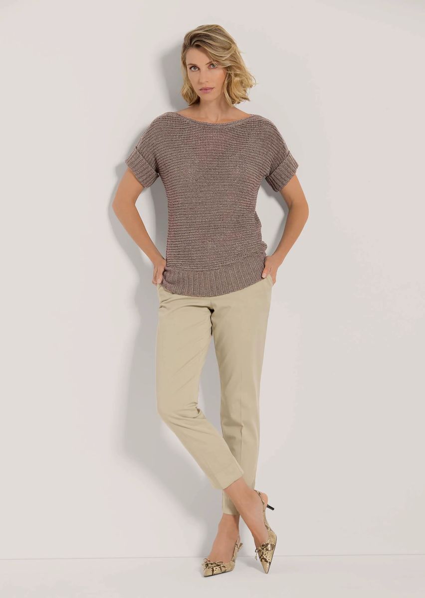 Kurzarm-Strickpullover mit Struktur
