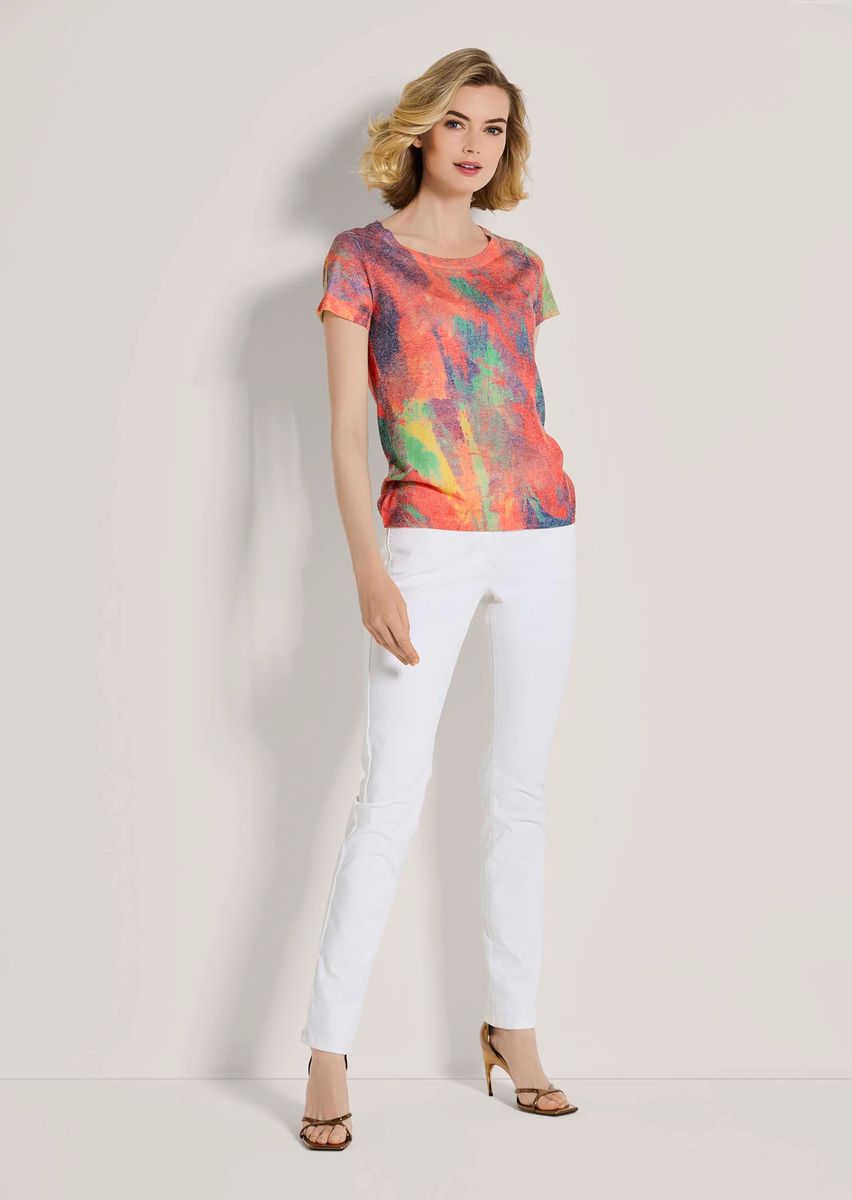 Feinstrick-Top mit abstraktem Print