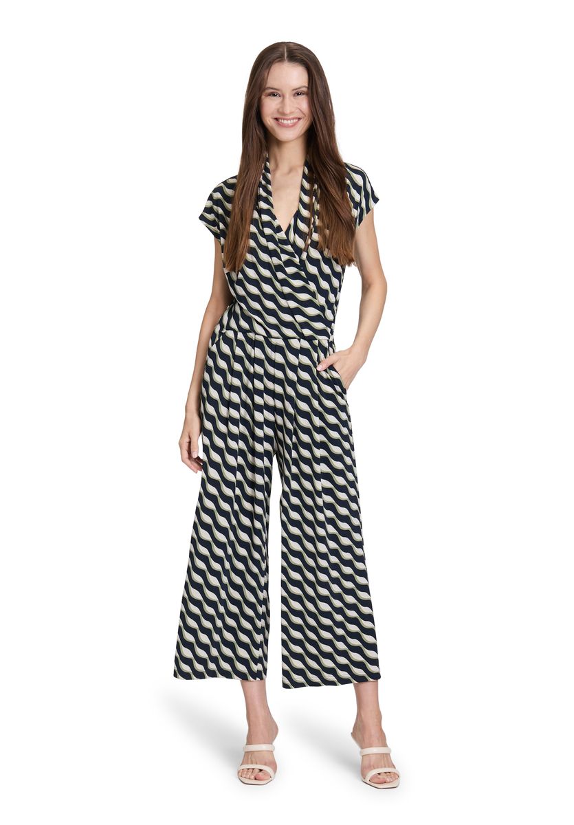 Eleganter gemusterter V-Ausschnitt Jumpsuit