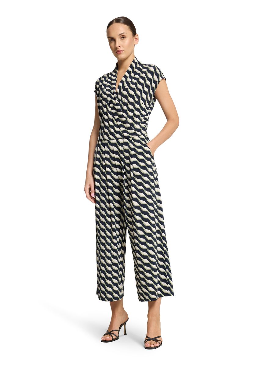 Eleganter gemusterter V-Ausschnitt Jumpsuit