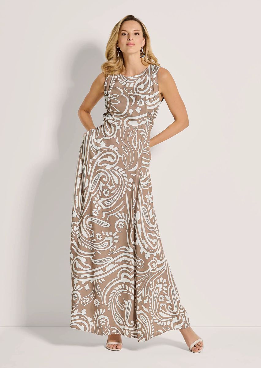 Ärmelloses tailliertes Paisley-Maxi