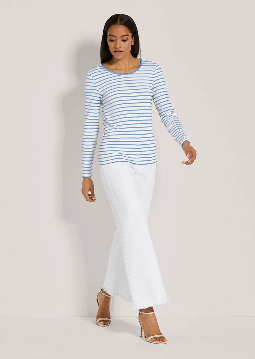 Gestreiftes Langarmshirt aus Viskose