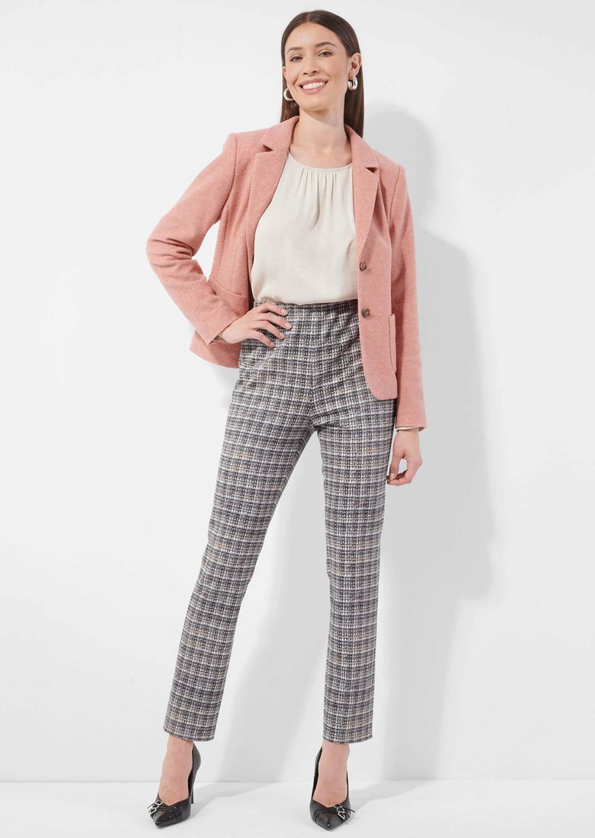 Karierte High-Waist Slim-Fit Hose