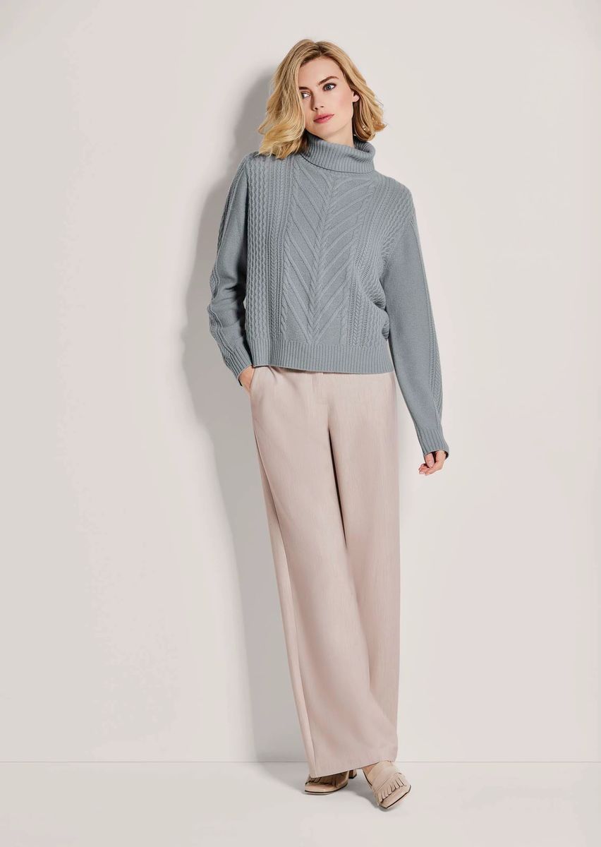 Kaschmir-Rollkragenpullover mit Zopfmuster