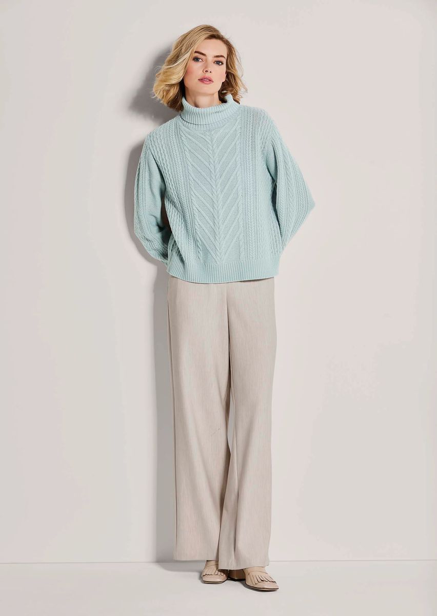 Kaschmir-Rollkragenpullover mit Zopfmuster