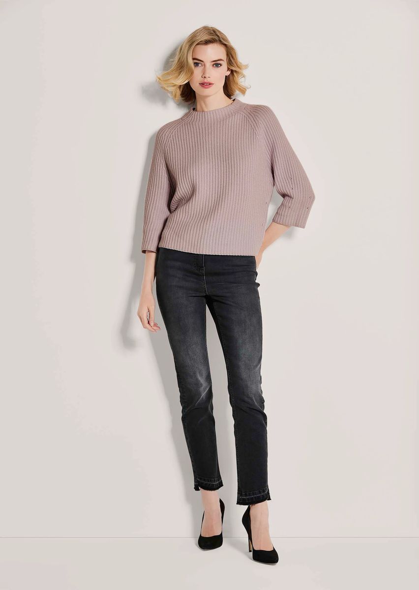 Gerippter Kaschmir-Pullover mit Raglanärmeln