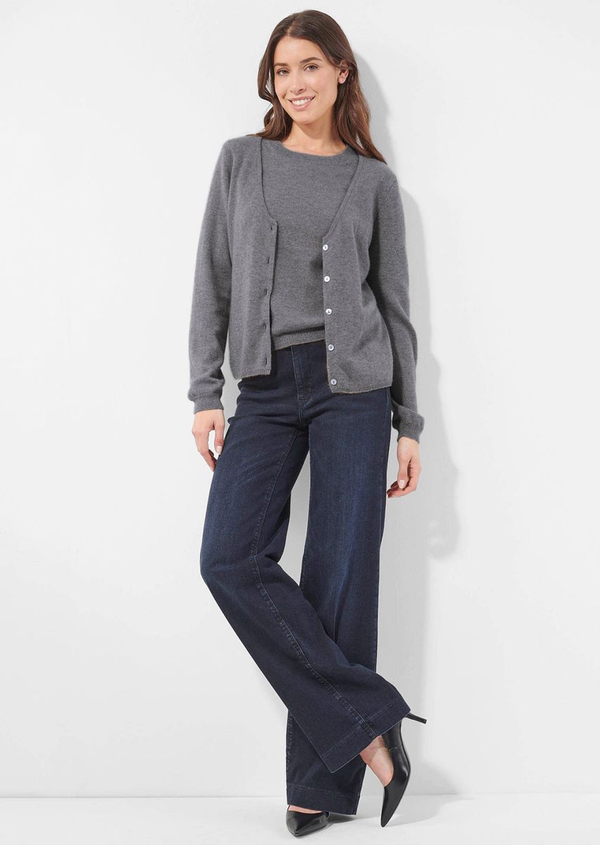 Reine Kaschmir-Strickjacke mit V-Ausschnitt