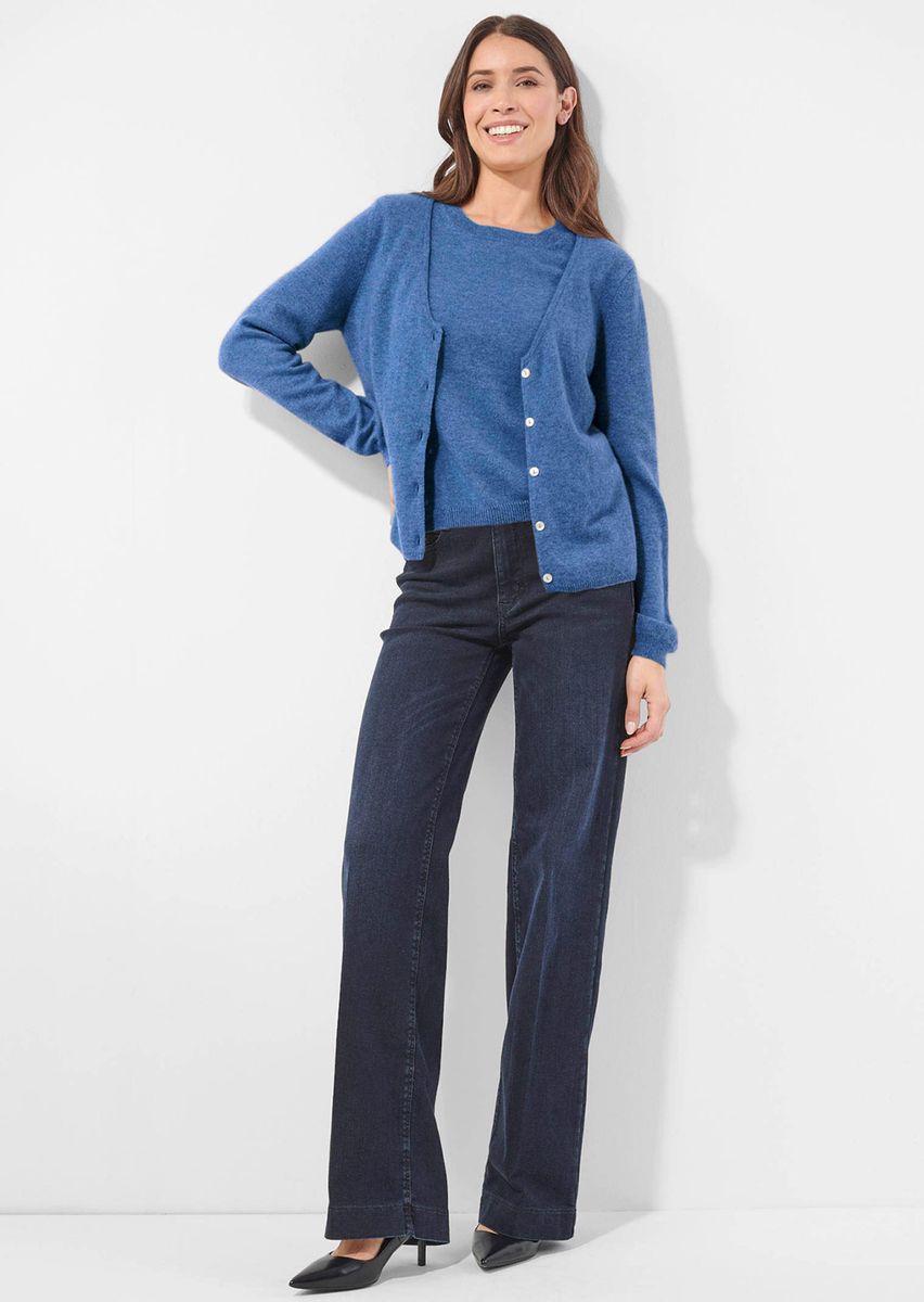 Kaschmir-Strickjacke mit tiefem V-Ausschnitt