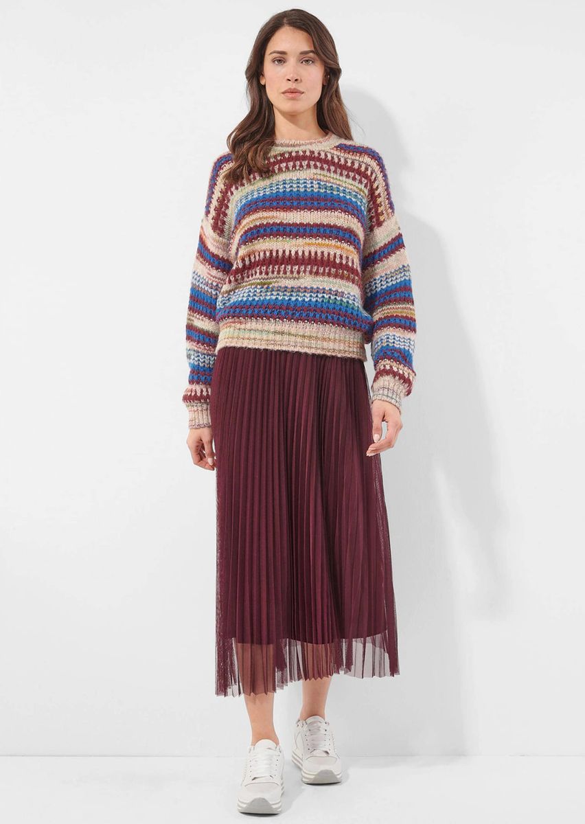 Lässiger Woll-Strickpullover mit Streifen