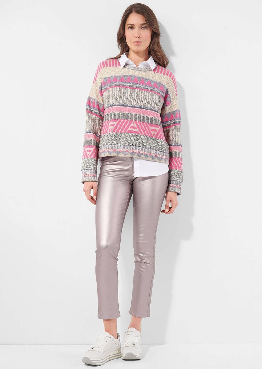 Strickpullover mit buntem geometrischem Muster