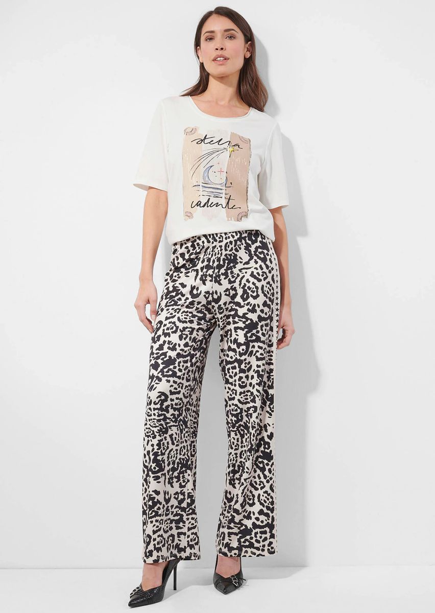 Weit geschnittene Hose mit Tiermuster