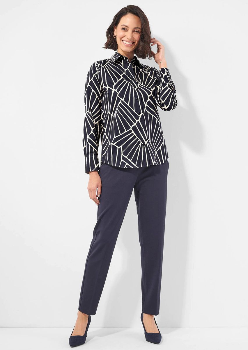 Satin-Hemdbluse mit geometrischem Print