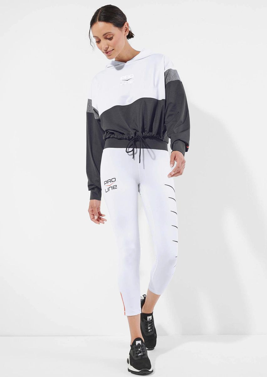 Kurz geschnittener dreifarbiger Sport-Hoodie