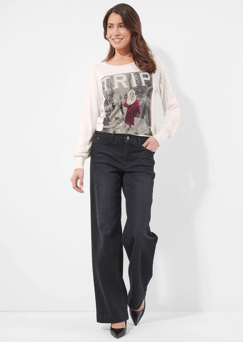 Verziertes Langarmshirt mit Grafik-Print