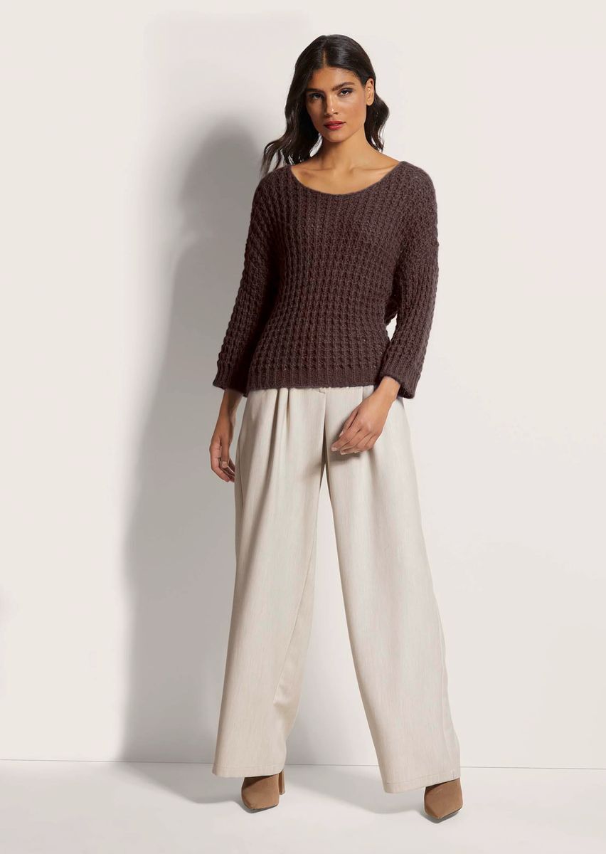 Boxy-Pullover aus Ajour-Strick mit Alpaka