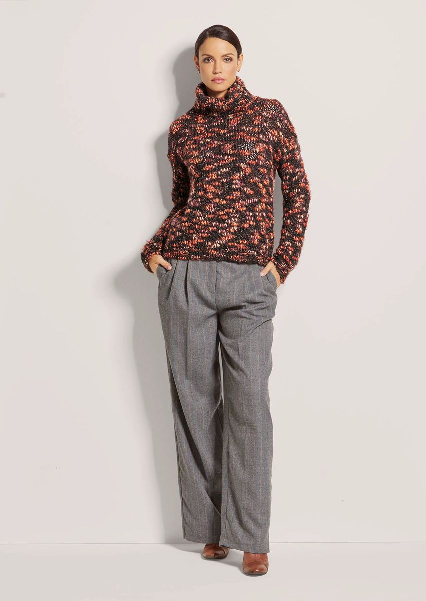 Entspannter Rollkragenpullover in Melange-Optik