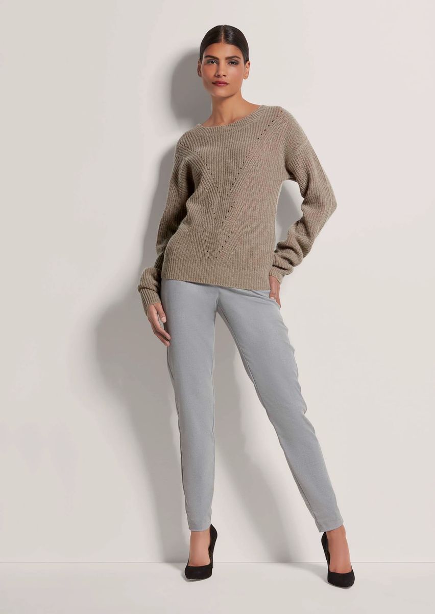 Strukturierter Rundhals-Strickpullover