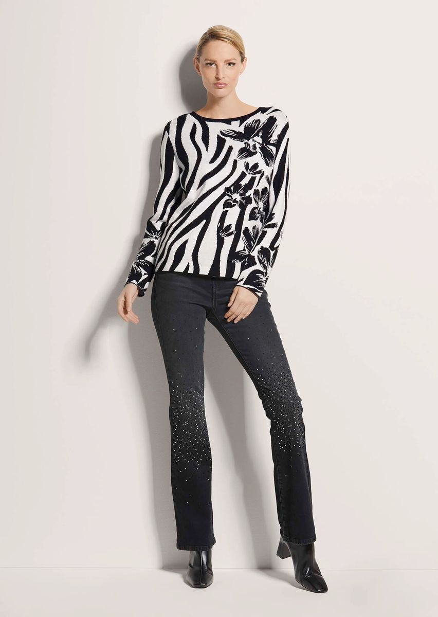 Pullover mit Zebra- und Blumenmuster