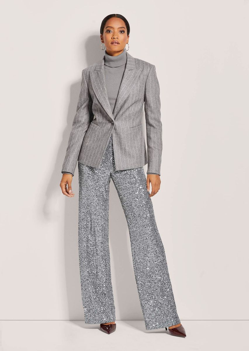 Taillierter Nadelstreifen-Blazer aus Wollmix