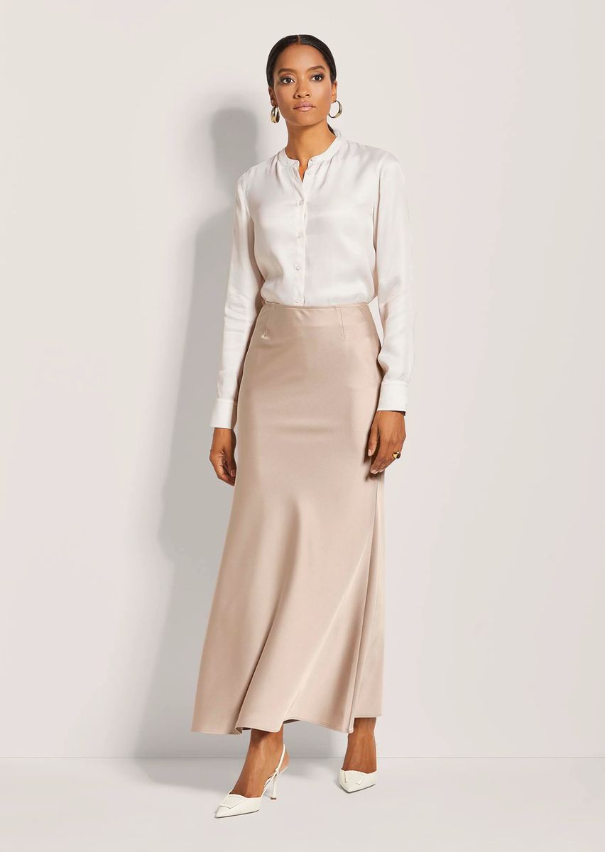 Eleganter Satin-Maxirock in Fishtail-Form