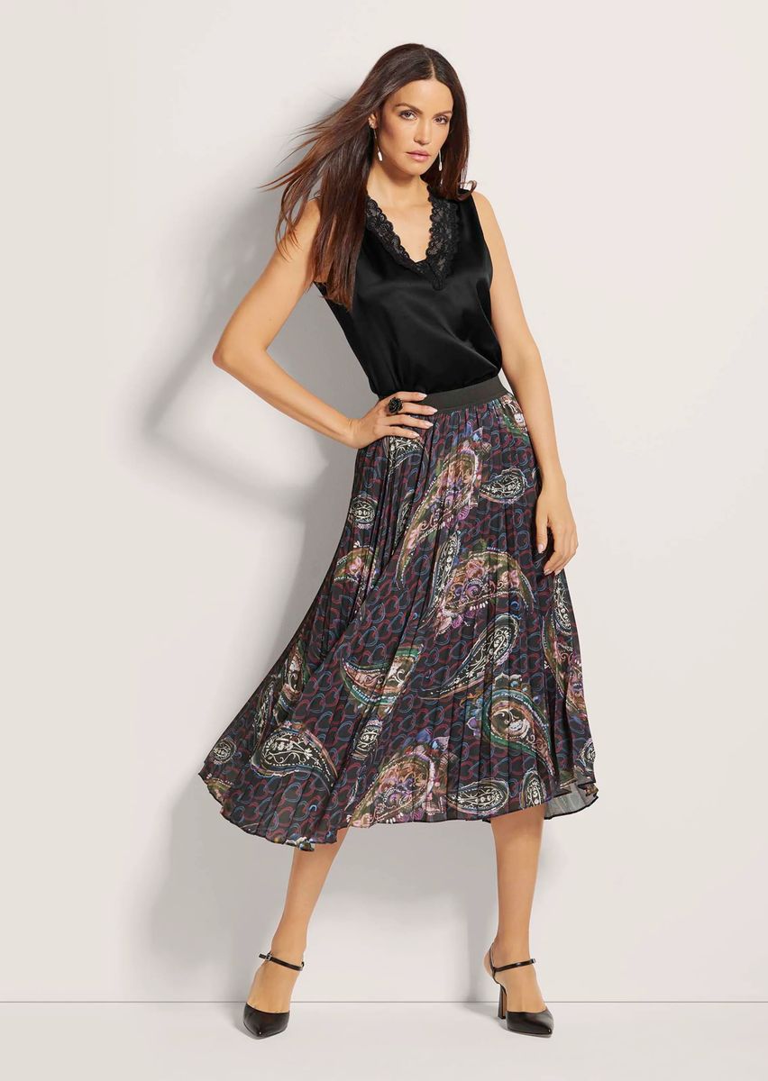 Eleganter Plisseerock mit Paisley-Muster