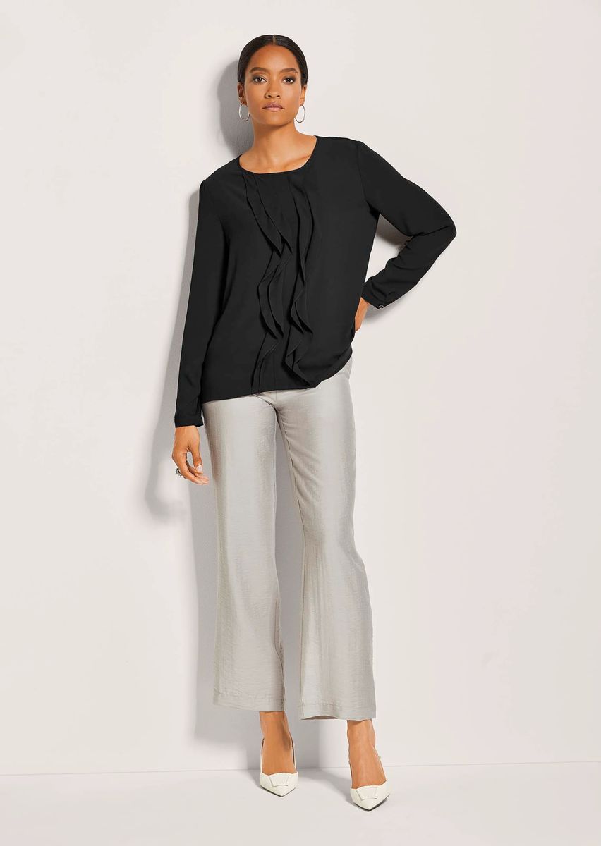 Elegante Rüschenbluse mit Rundhalsausschnitt