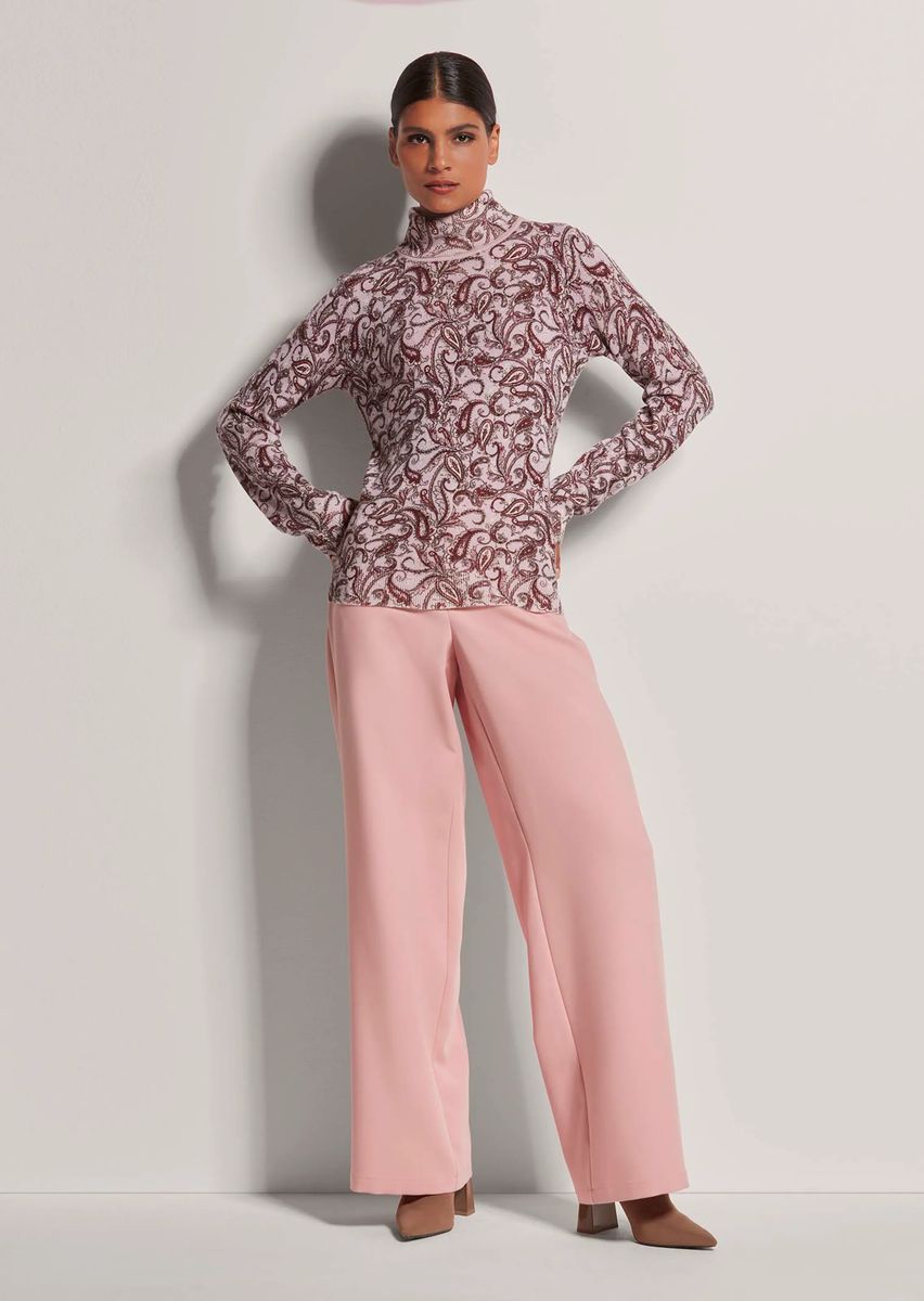 Kaschmir-Rollkragenpullover mit Paisley-Muster