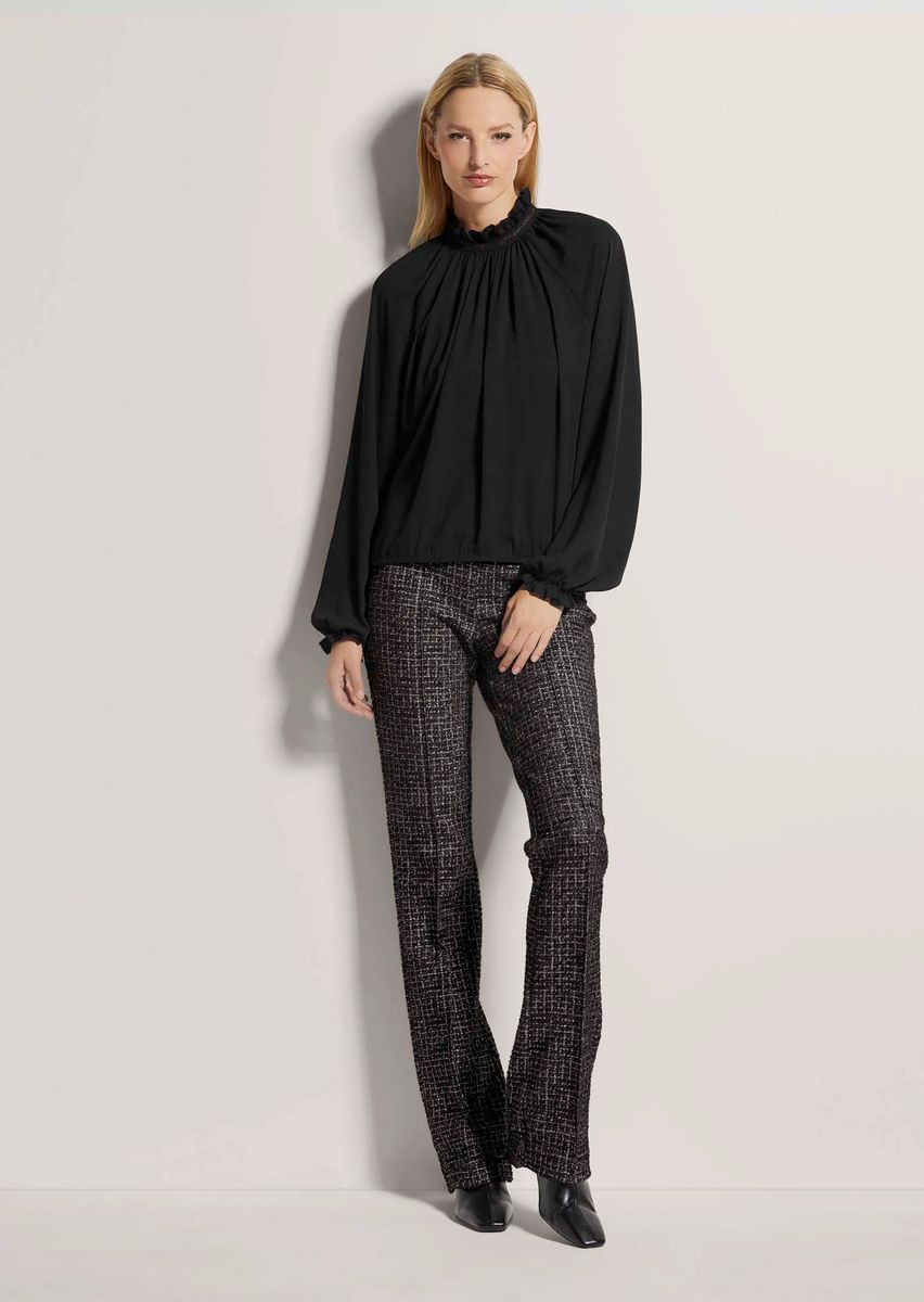 Elegante Bluse mit Rüschen-Stehkragen