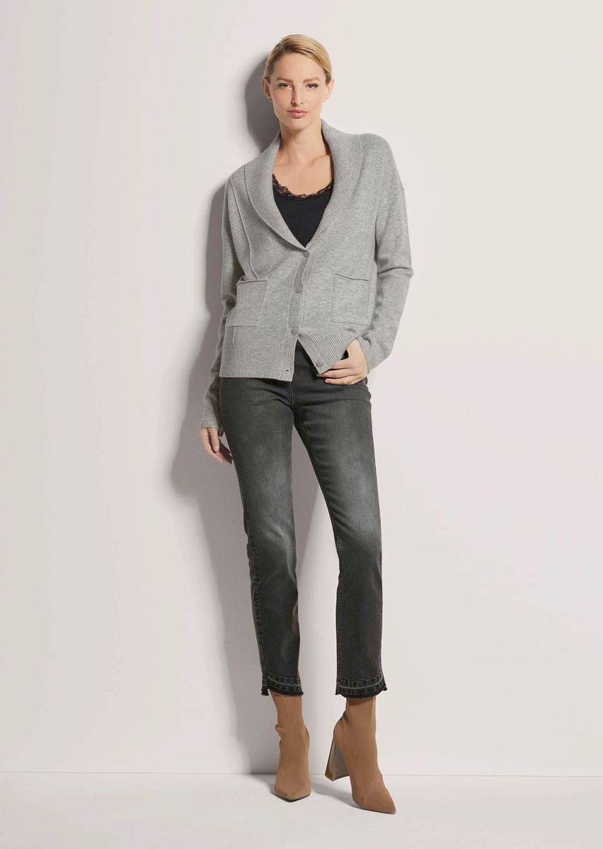 Cashmere-Mix-Strickjacke mit Schalkragen