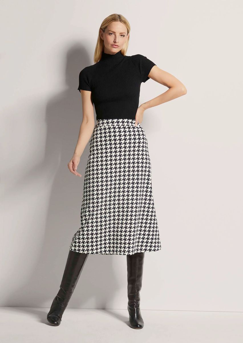 Eleganter Midirock mit Hahnentritt