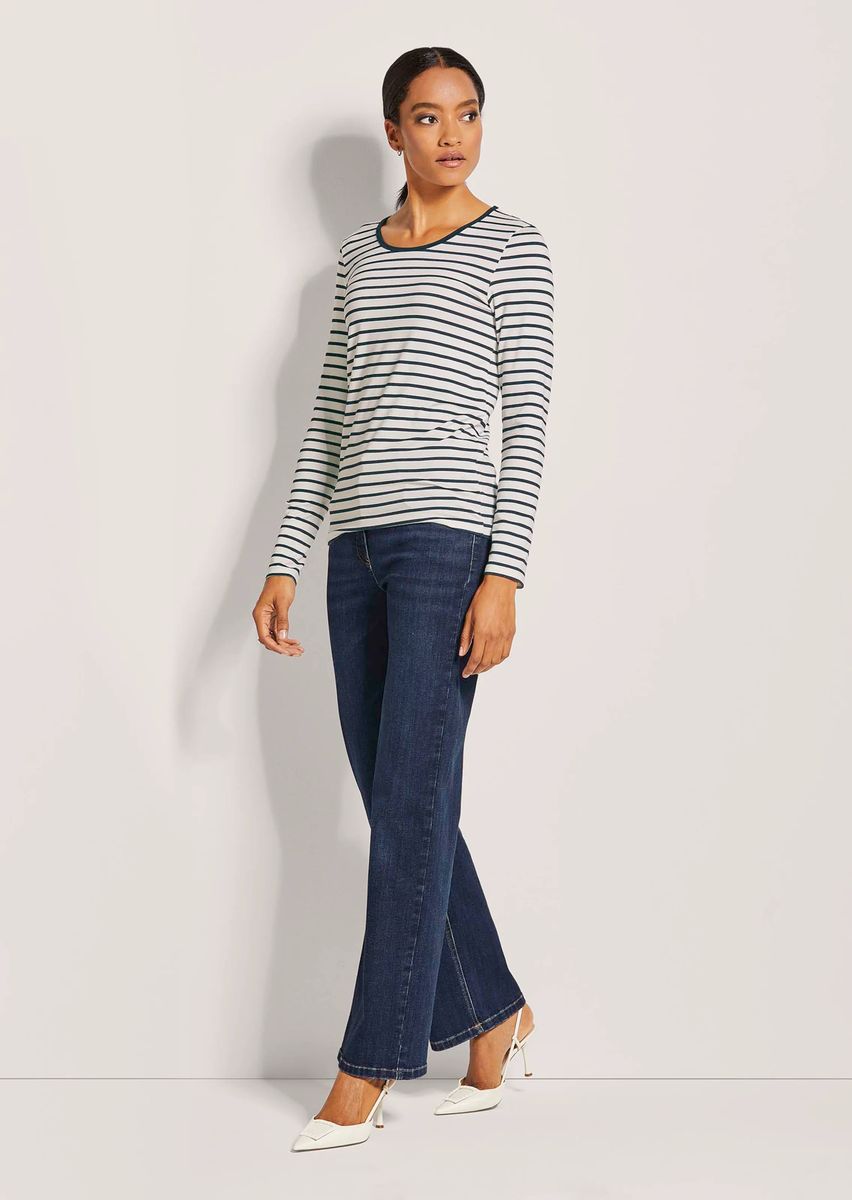 Gestreiftes Langarmshirt aus Viskose-Stretch