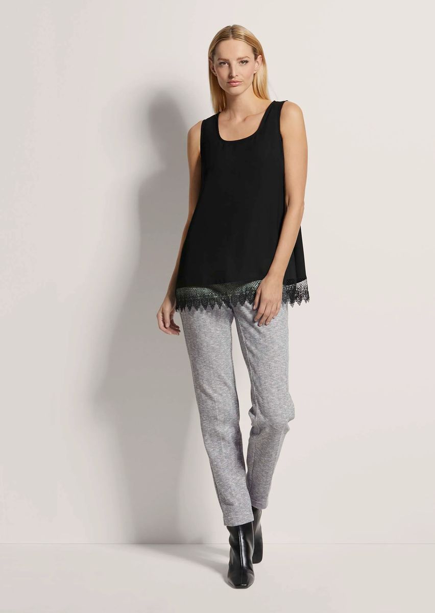 Tanktop mit Spitzenbesatz in A-Linie