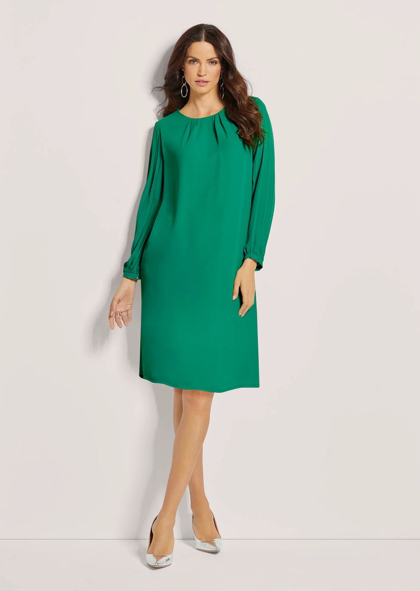 Gerades Shiftkleid mit Plissee-Ärmeln