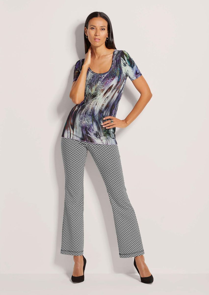 Kurzarm-Shirt mit abstraktem Print