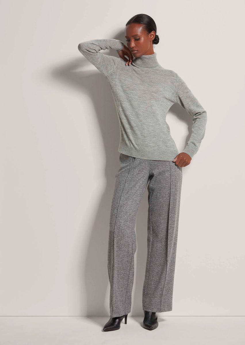 Feinstrick-Rollkragenpullover aus Wolle