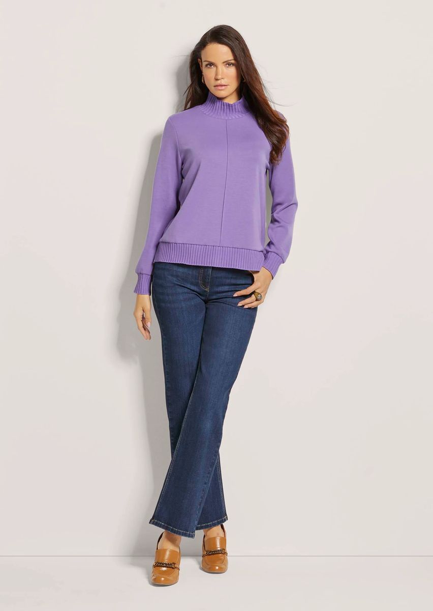 Sweatshirt mit Rippbündchen und Stehkragen