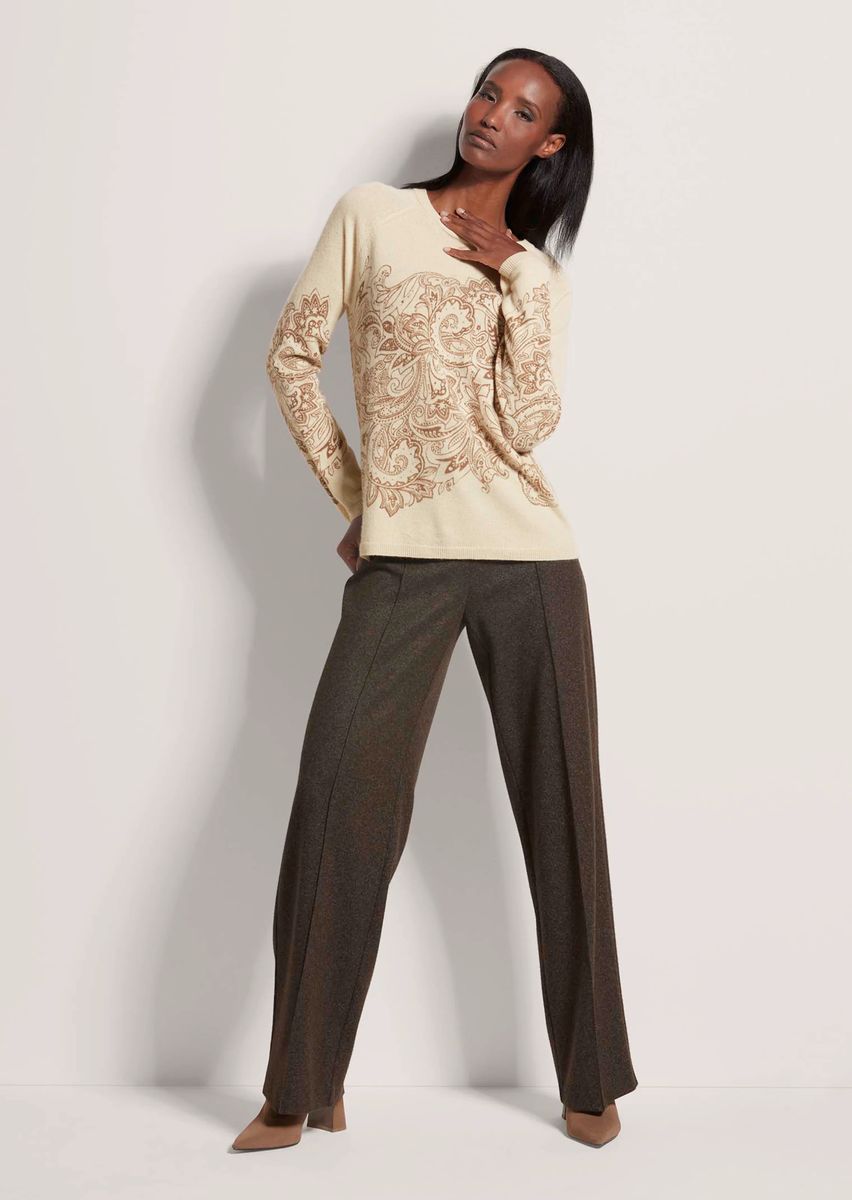 Eleganter Kaschmirpullover mit Paisley-Druck