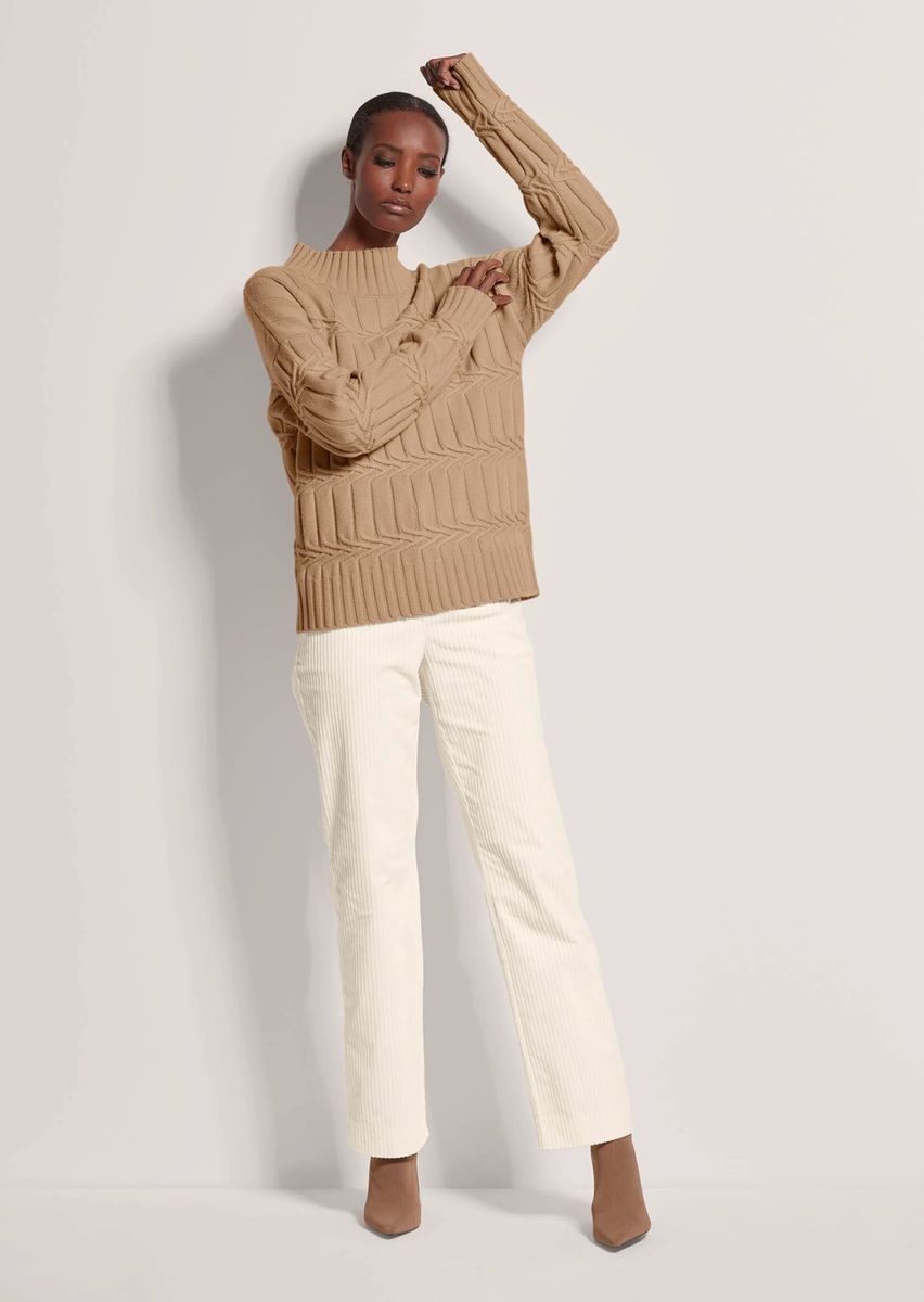 Zopfmuster-Pullover mit Kaschmir-Anteil