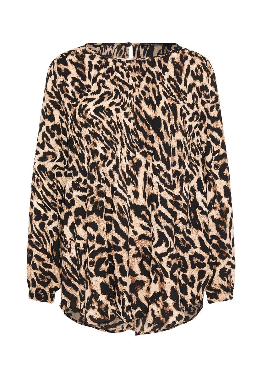 Plissierte Bluse mit Leopardenmuster