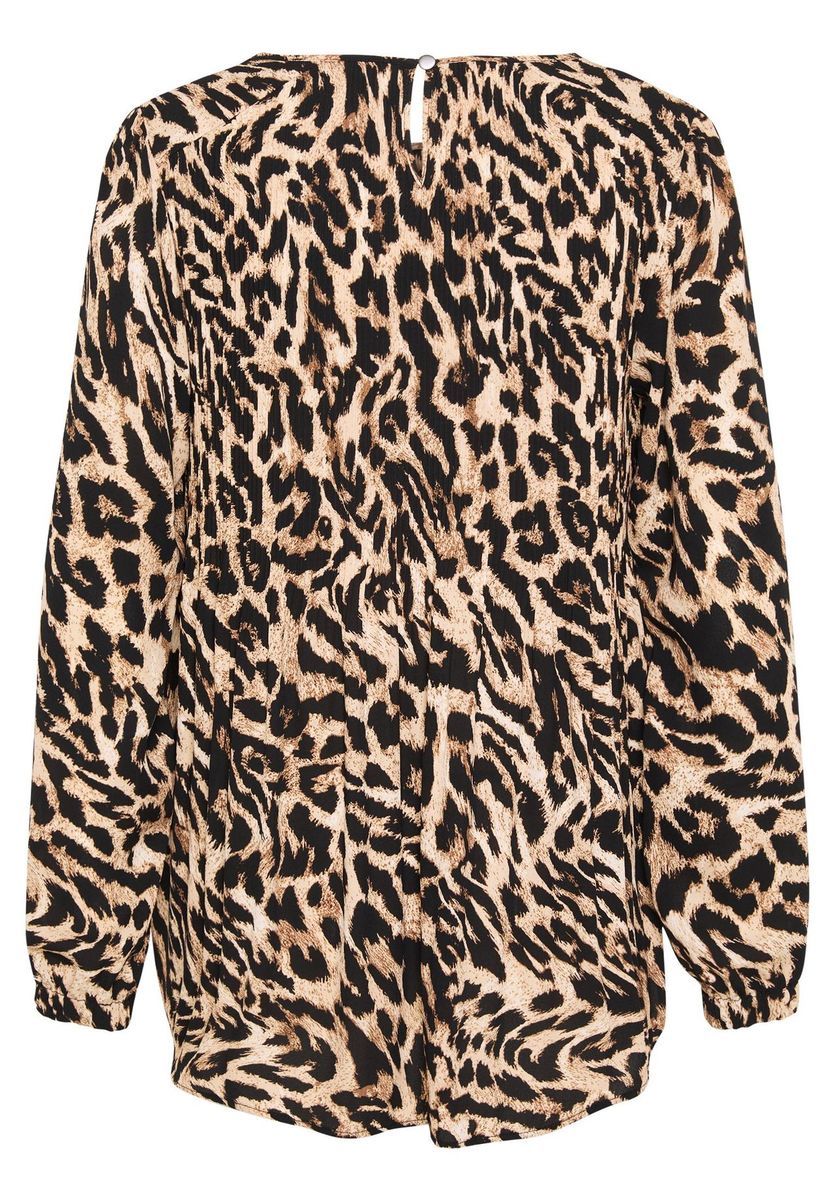 Plissierte Bluse mit Leopardenmuster