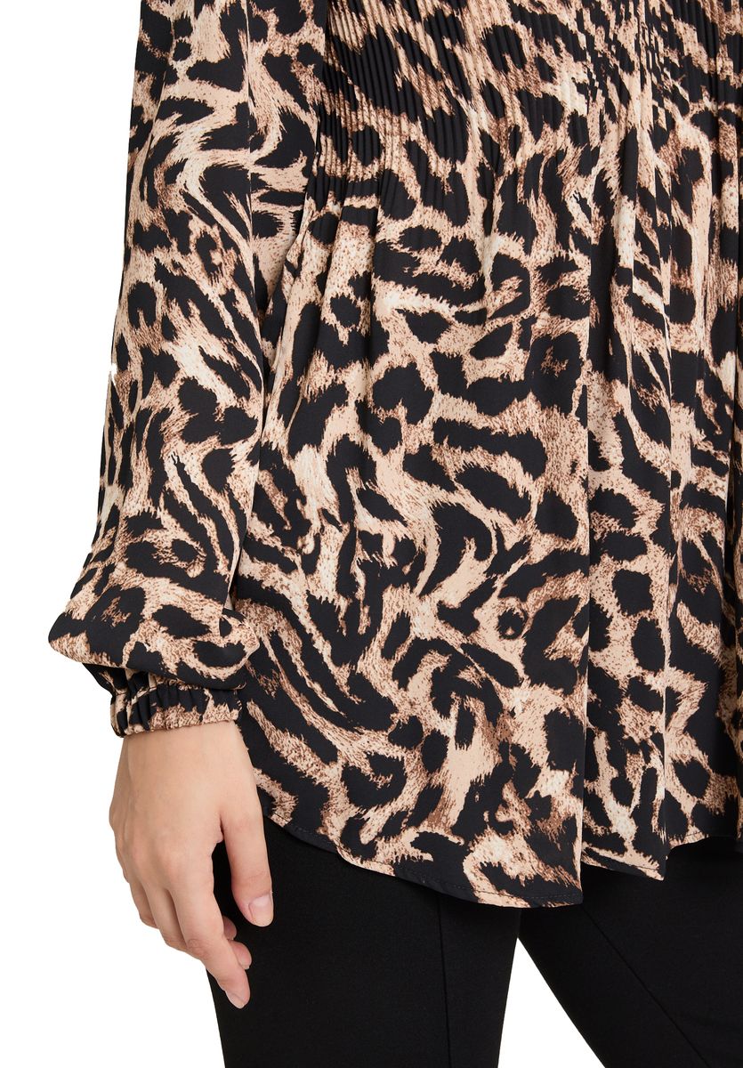 Plissierte Bluse mit Leopardenmuster