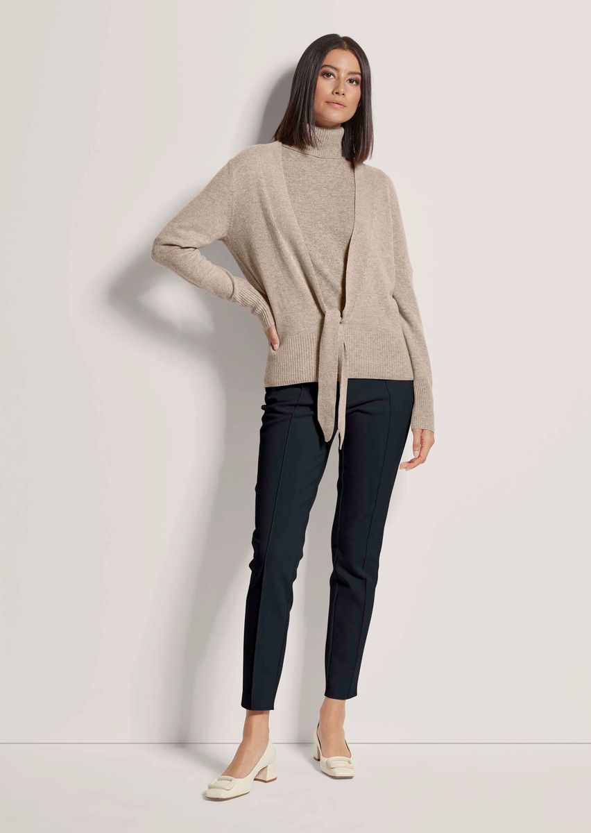 Kaschmir-Strickjacke mit Bindeband