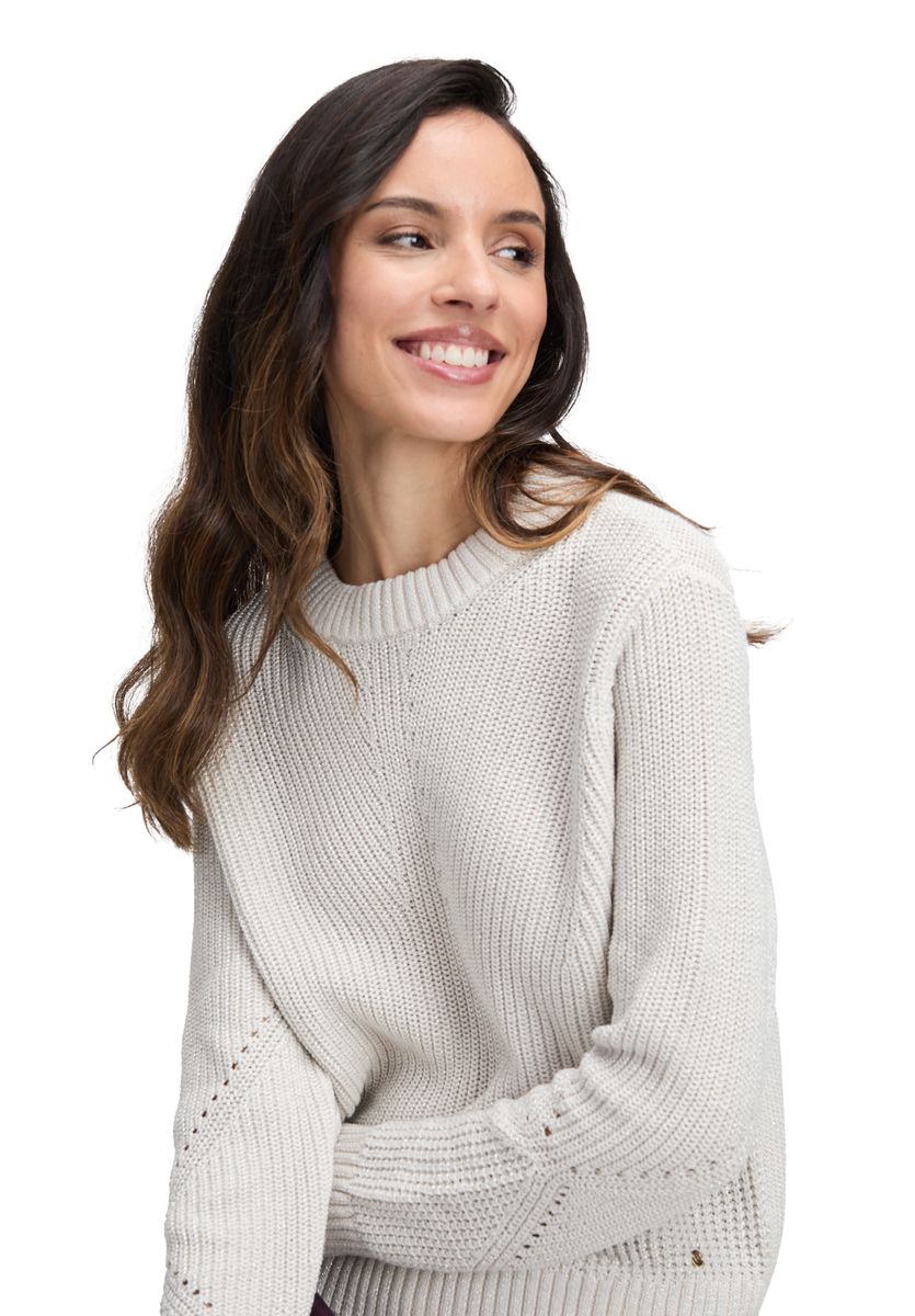 Strukturierter Strickpullover mit Glitzereffekt