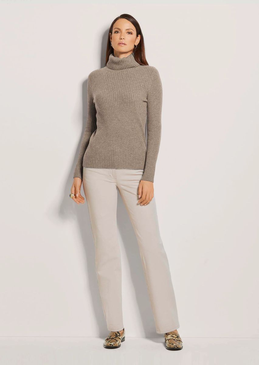 Gerippter Kaschmir-Rollkragenpullover
