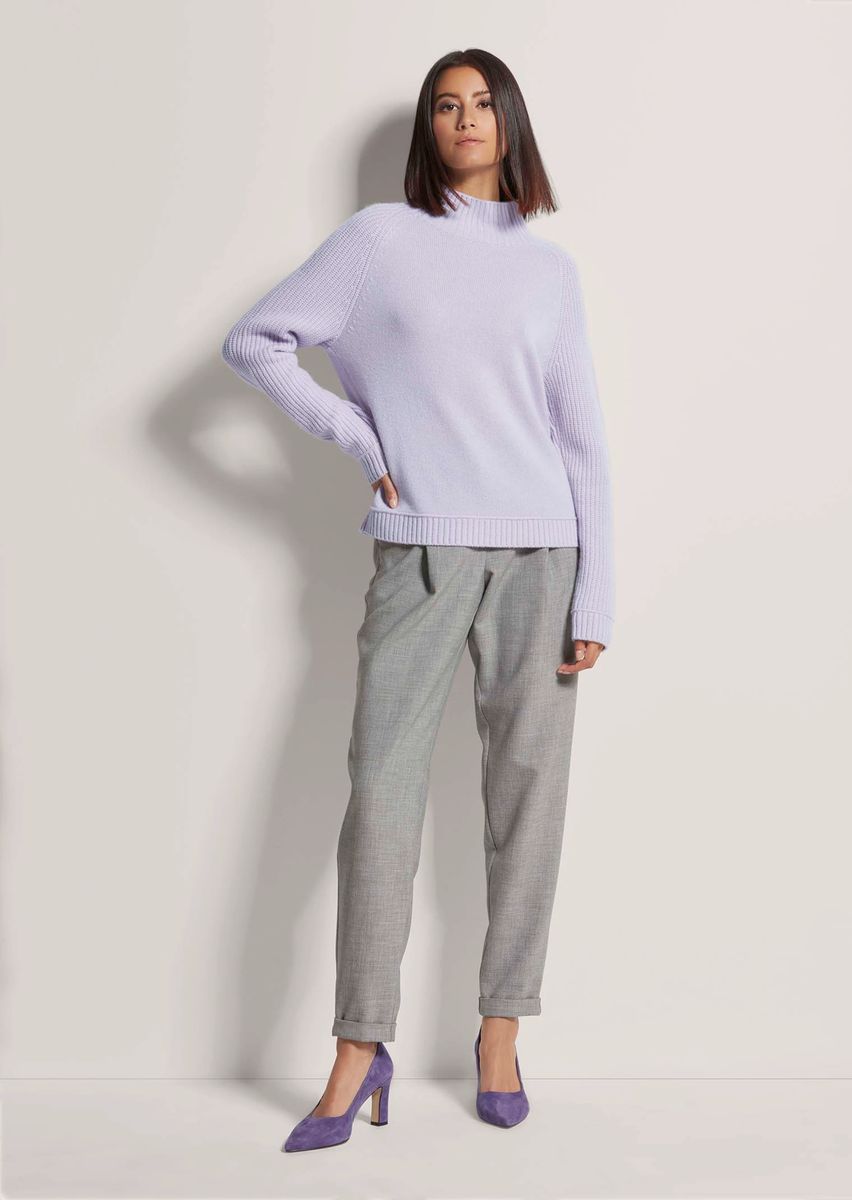 Kurzer Stehkragen-Pullover mit Kaschmir