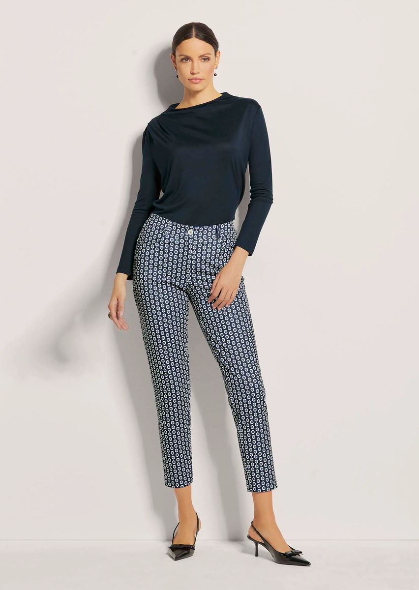 Schmale Five-Pocket-Hose mit Minimal-Print