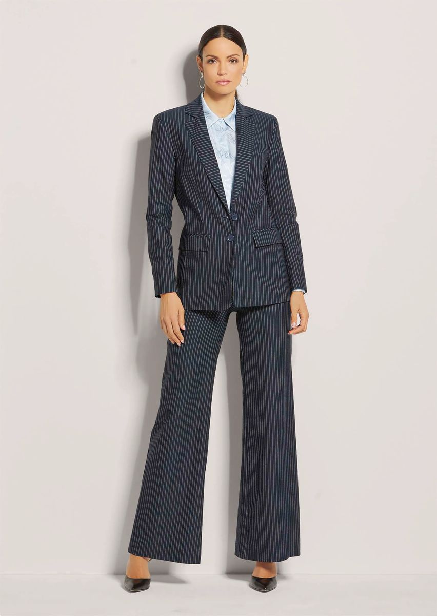 Taillierter Long-Blazer mit Nadelstreifen