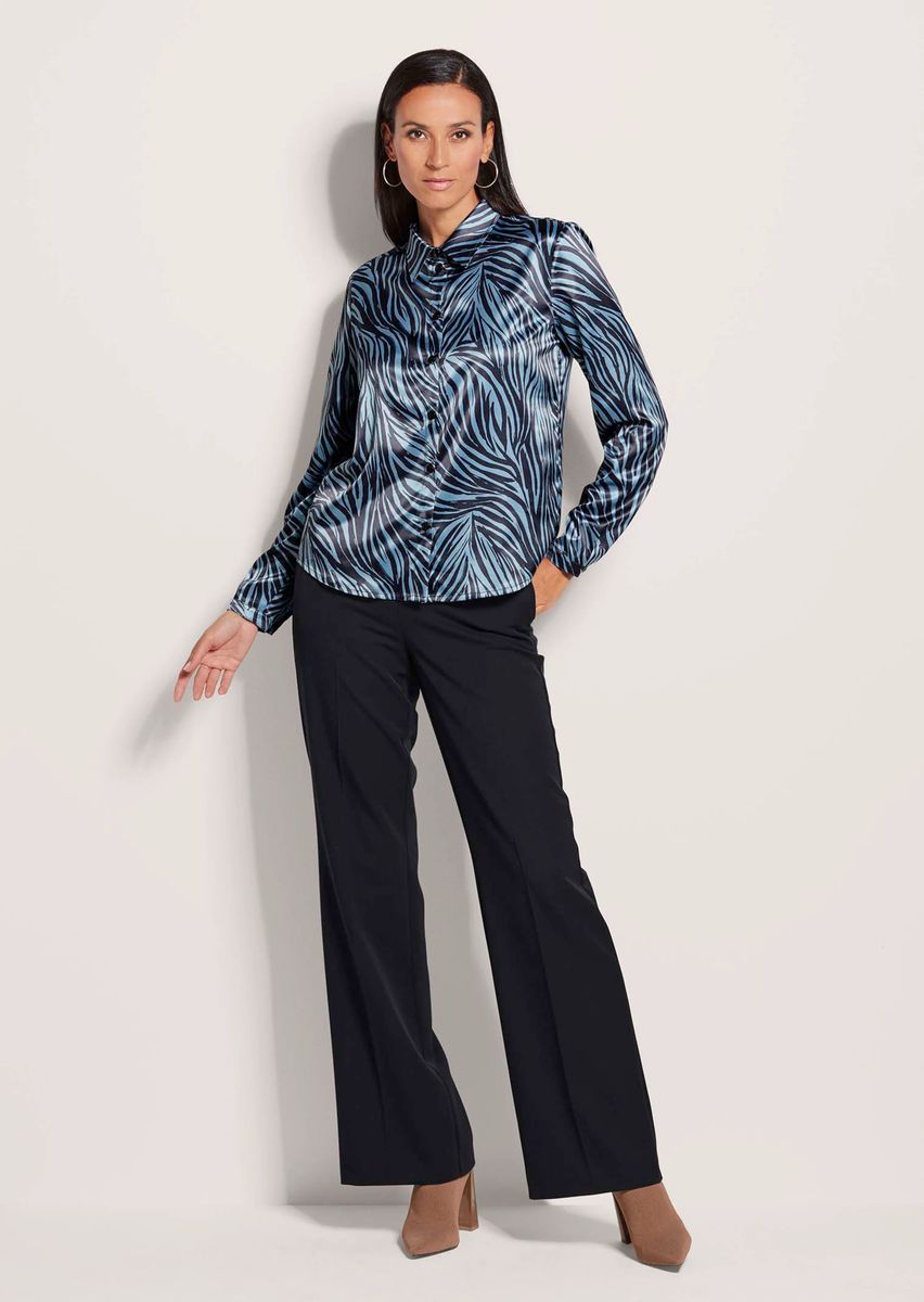 Schimmernde Satin-Bluse mit Zebra-Druck